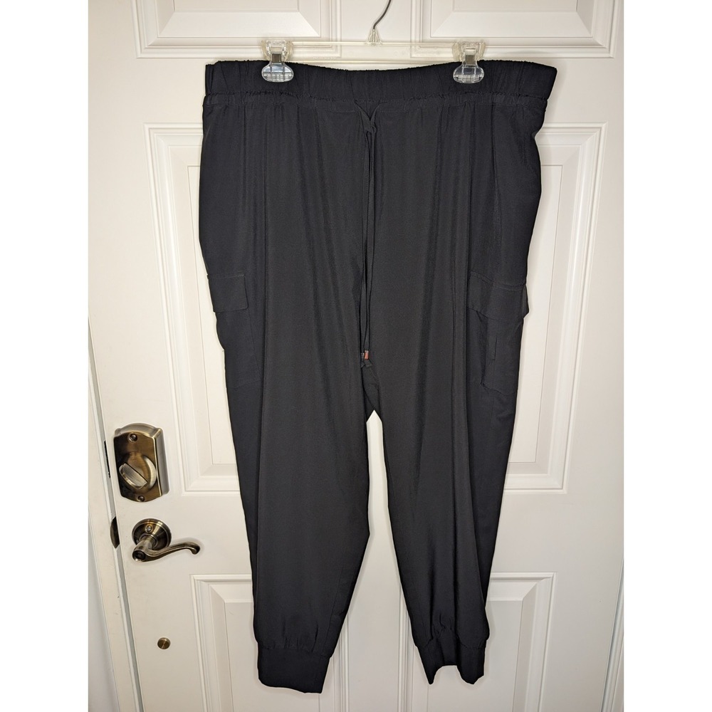 Susan Graver Weekend Black Elastic Waist Jogger Pants Women's Size XL Pockets - Picture 2 of 6